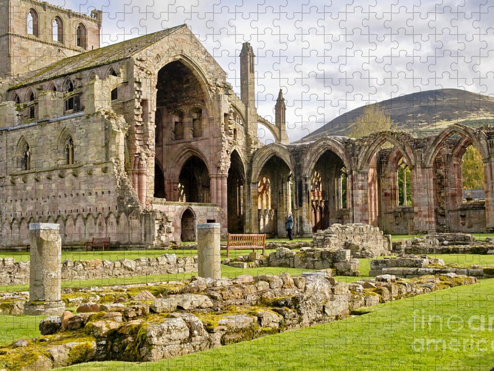 Melrose Abbey Jigsaw Puzzle featuring the photograph Ruins. Melrose Abbey. by Elena Perelman