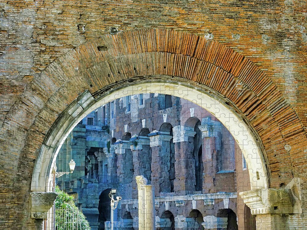 Rome Jigsaw Puzzle featuring the photograph Ruins Viewed Through An Archway In Rome Italy 1 by Rick Rosenshein