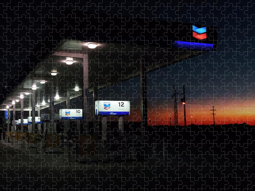 Filling Station Jigsaw Puzzle featuring the photograph Running, to make the day last a little longer by Micah Offman