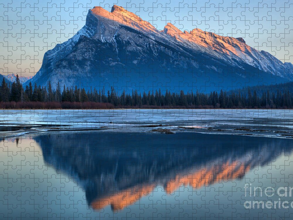 Rundle Jigsaw Puzzle featuring the photograph Rundle Winter Glow by Adam Jewell