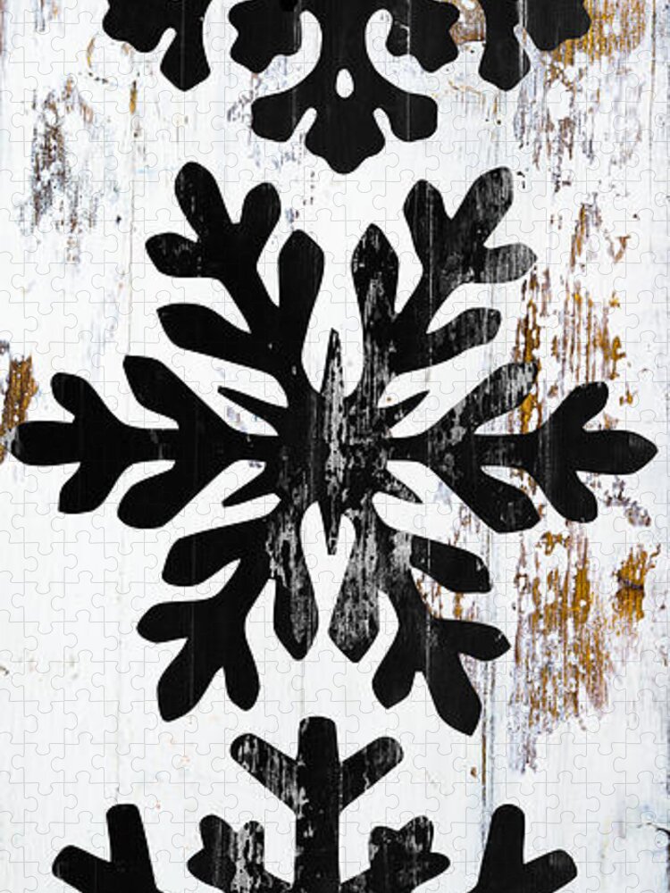Snowflakes Jigsaw Puzzle featuring the painting Rustic Snowflakes by Mindy Sommers