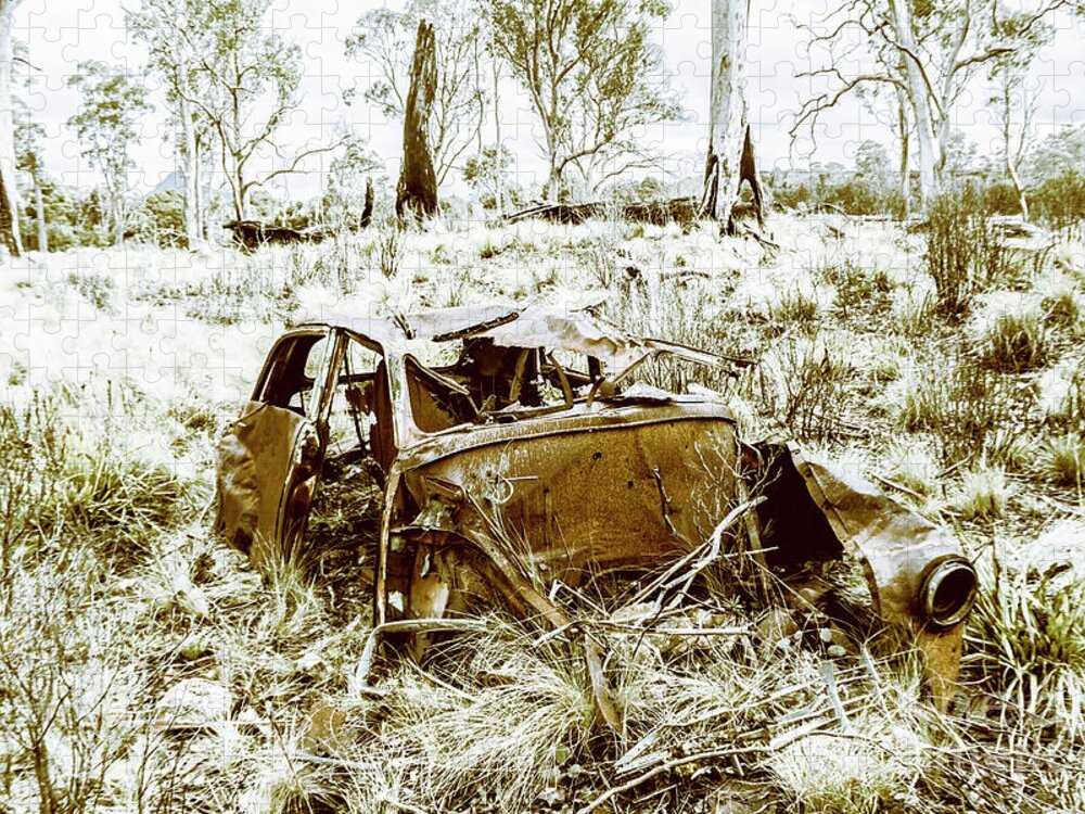 Holden Jigsaw Puzzle featuring the photograph Rusty old Holden car wreck by Jorgo Photography