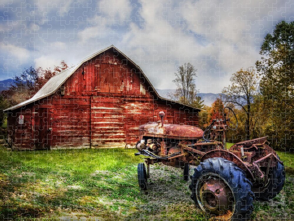American Jigsaw Puzzle featuring the photograph Rusty Tractor by Debra and Dave Vanderlaan