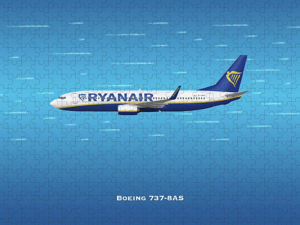 Boeing Jigsaw Puzzle featuring the digital art Ryan Air Boeing 737 by Airpower Art