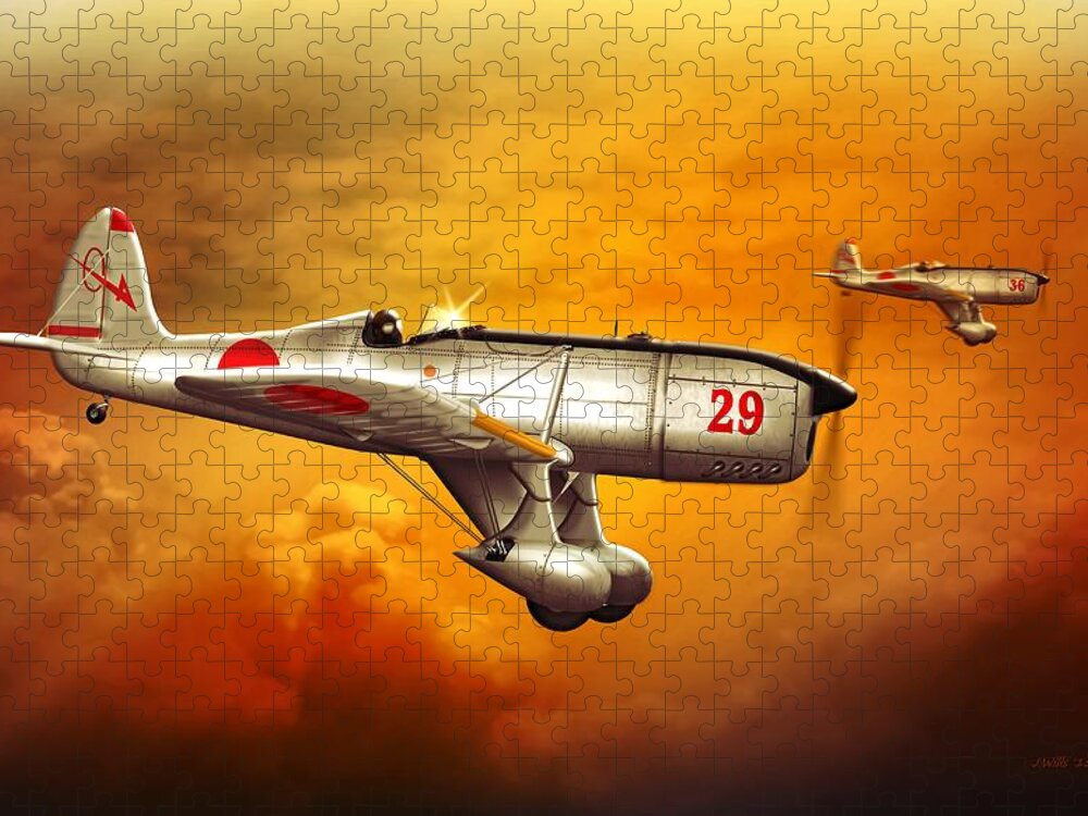 John Wills Art Jigsaw Puzzle featuring the digital art Ryan ST-A Captured Imperial Japanese Trainer by John Wills