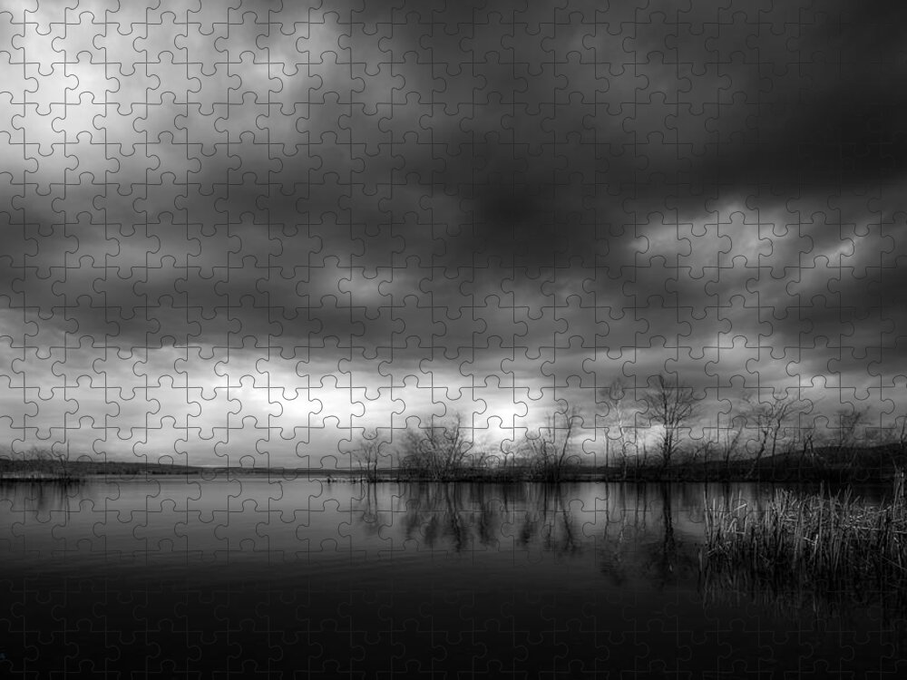 Sabattus Jigsaw Puzzle featuring the photograph Sabattus Pond Moonlight by Bob Orsillo