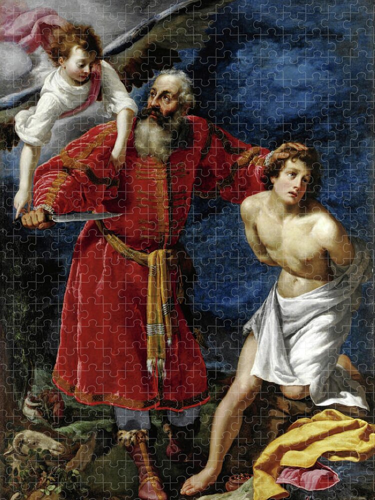 Matteo Rosselli Jigsaw Puzzle featuring the painting Sacrifice of Isaac by Matteo Rosselli