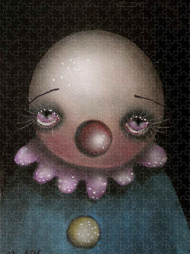 Abril Andrade Griffith Jigsaw Puzzle featuring the painting Sad Clown by Abril Andrade