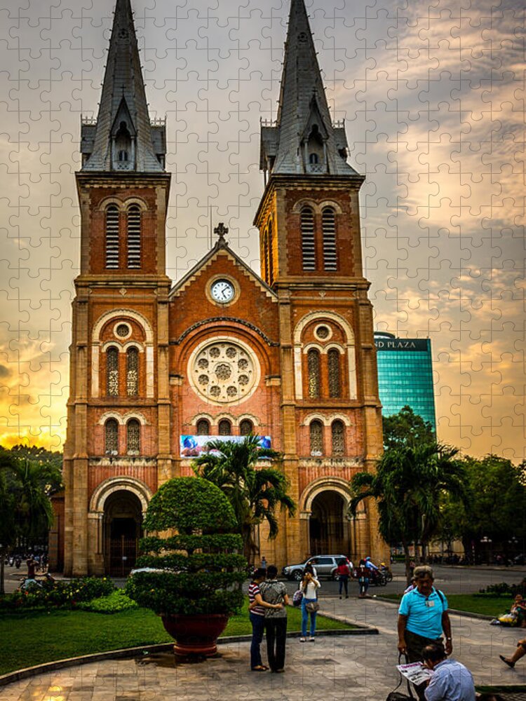 Saigon Jigsaw Puzzle featuring the photograph Saigon Notre-Dame Basilica 2 by Andrew Matwijec