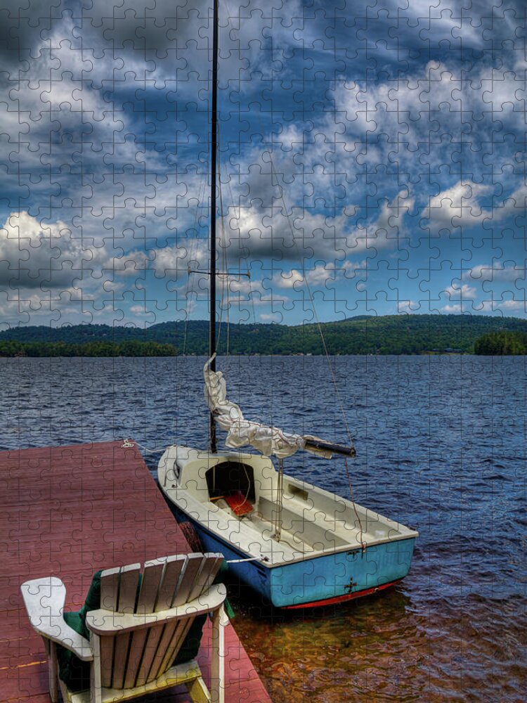 Sailboat On First Lake Jigsaw Puzzle featuring the photograph Sailboat on First Lake by David Patterson