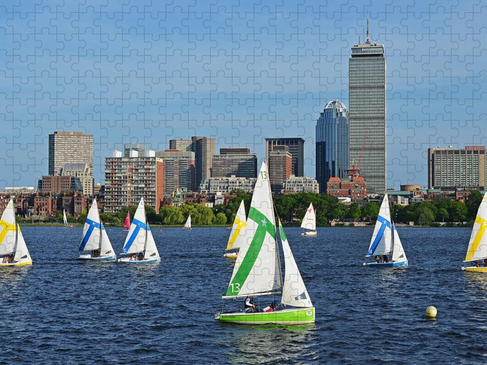 Charles Jigsaw Puzzle featuring the photograph Sailing the Charles River Boston MA Skyline by Toby McGuire