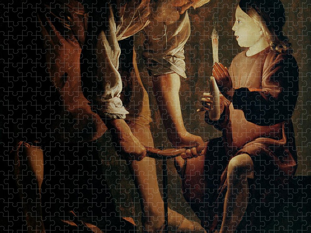 Georges De La Tour Jigsaw Puzzle featuring the painting Saint Joseph the Carpenter by Georges de la Tour