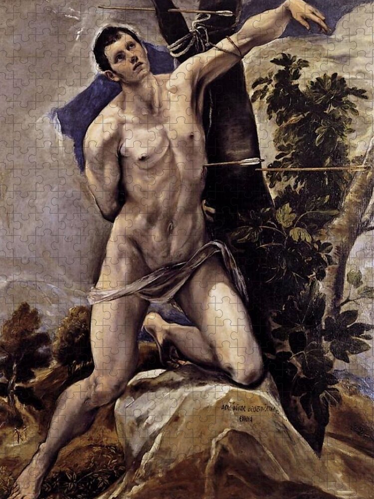Saint Jigsaw Puzzle featuring the painting Saint Sebastian by El Greco