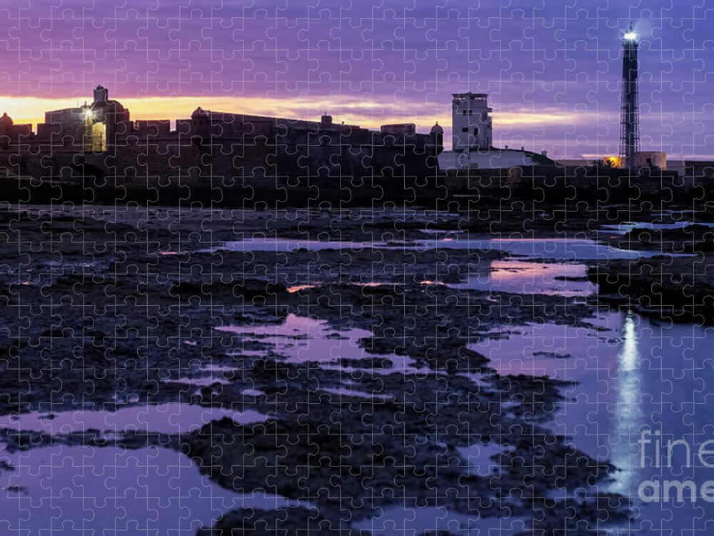 Coast Jigsaw Puzzle featuring the photograph Saint Sebastian Lighthouse Cadiz Spain by Pablo Avanzini