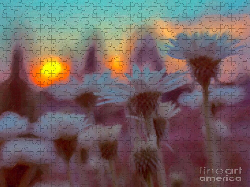 Daisies Jigsaw Puzzle featuring the digital art Salute 3 by Jean OKeeffe Macro Abundance Art