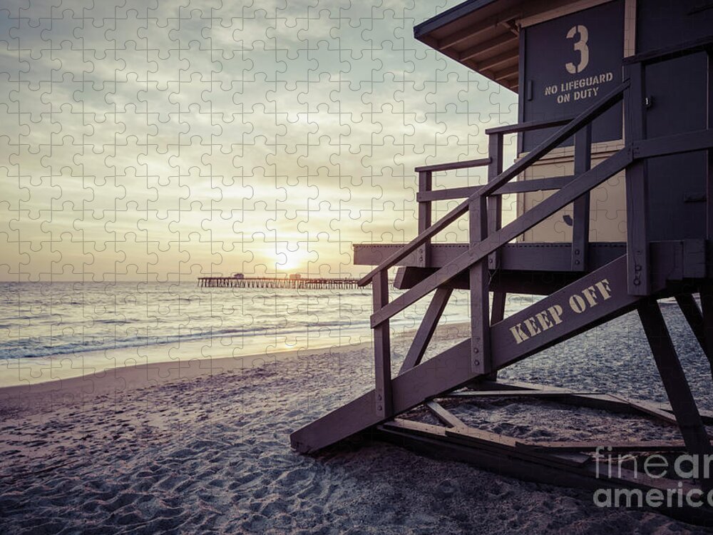 2017 Jigsaw Puzzle featuring the photograph San Clemente Lifeguard Tower 3 Sunset Picture by Paul Velgos