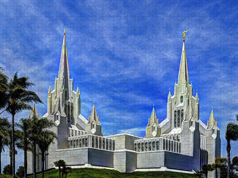 Architecture Jigsaw Puzzle featuring the photograph San Diego California Temple by Paul LeSage
