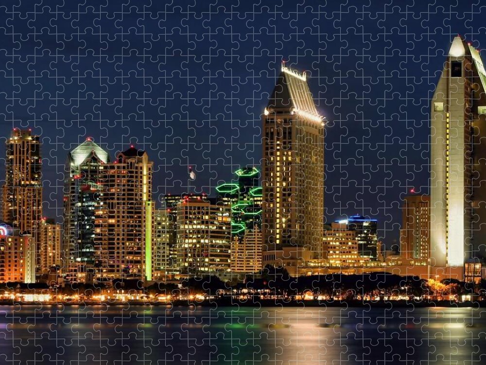 San Diego Jigsaw Puzzle featuring the photograph San Diego Night by DJ Florek