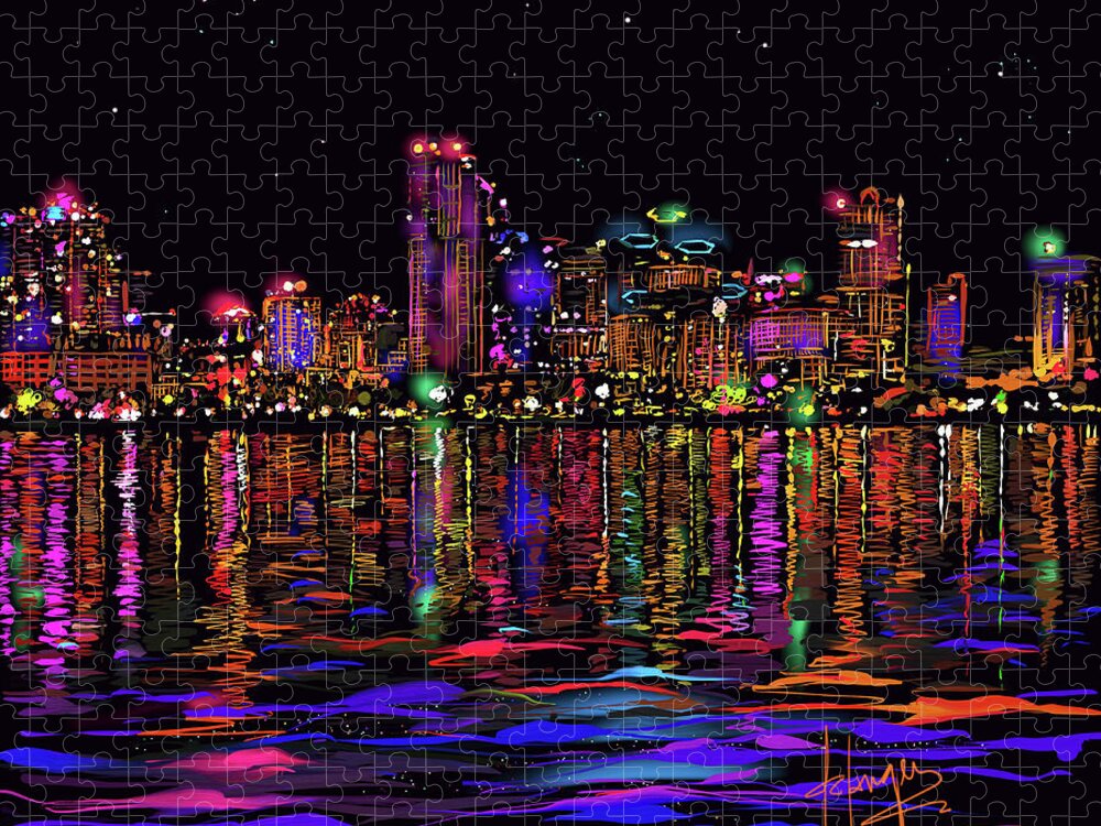 San Diego Jigsaw Puzzle featuring the painting San Diego Stars by DC Langer