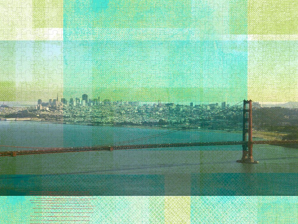 San Francisco Jigsaw Puzzle featuring the painting San Francisco Spring- Abstract Ar by Linda Woods