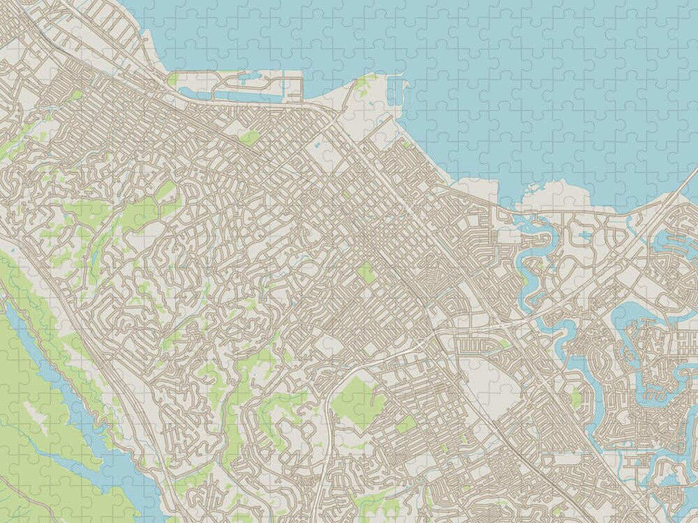 San Mateo Jigsaw Puzzle featuring the digital art San Mateo California US City Street Map by Frank Ramspott