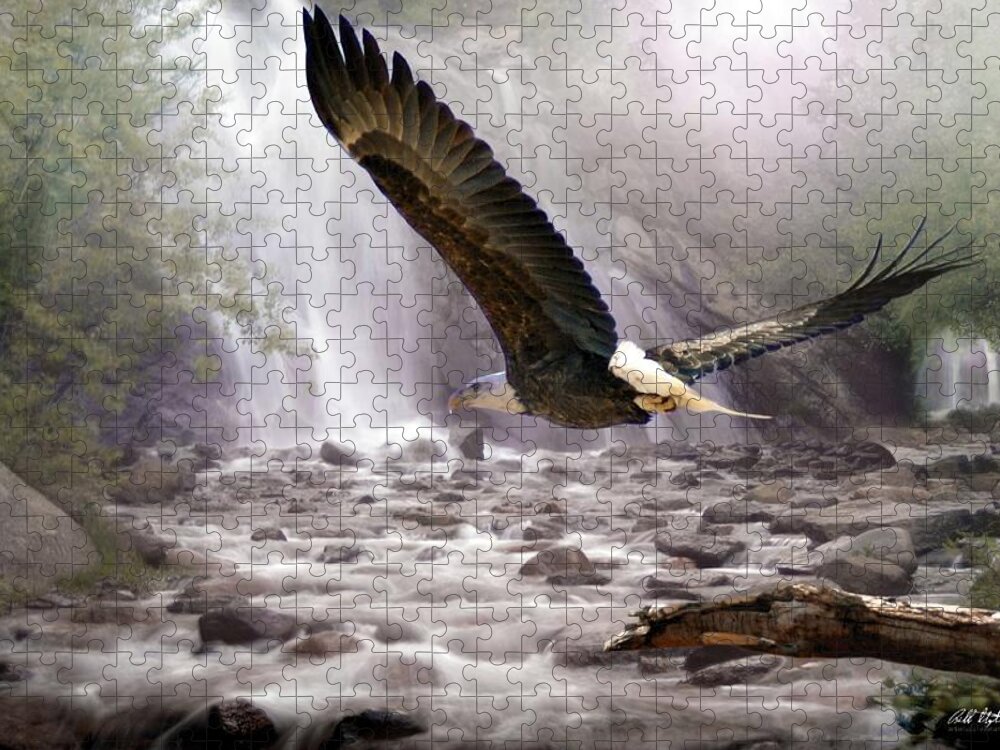 Eagles Jigsaw Puzzle featuring the digital art Sanctuary by Bill Stephens