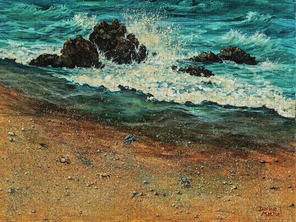 Seascape Jigsaw Puzzle featuring the painting Sand Crabs by Darice Machel McGuire