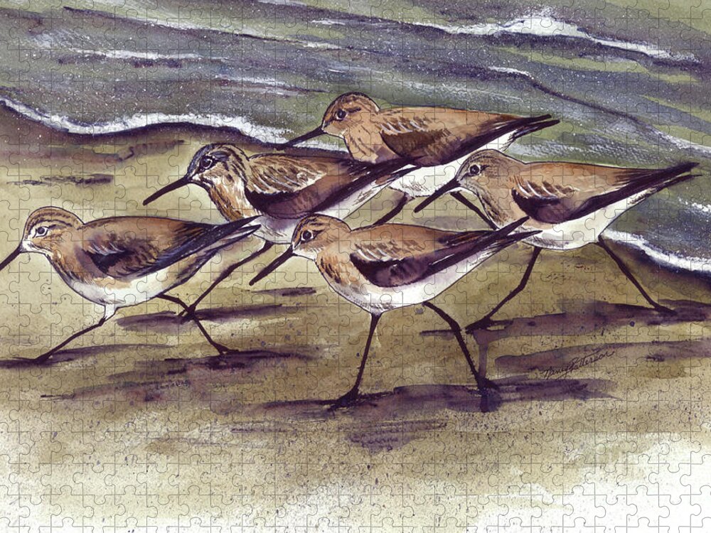 Watercolor Jigsaw Puzzle featuring the painting Sandpipers by Nancy Patterson