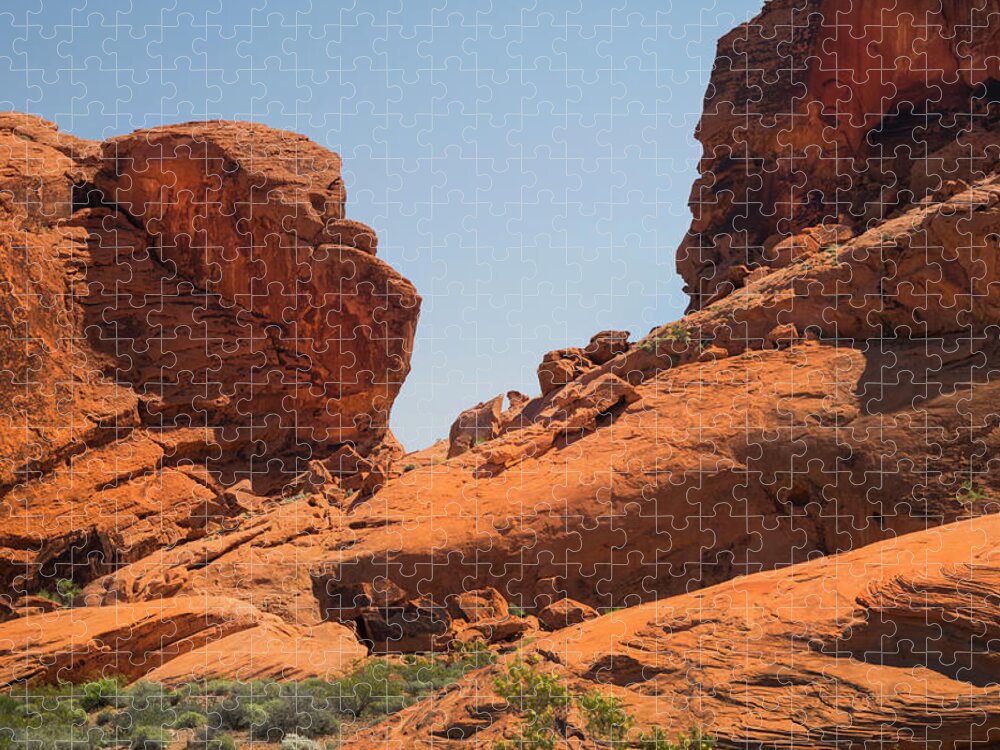 Landscape Jigsaw Puzzle featuring the photograph Sandstone Cliffs Valley of Fire by Frank Wilson