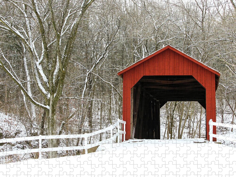 Landscape Jigsaw Puzzle featuring the photograph Sandy Creek Covered Bridge by Holly Ross