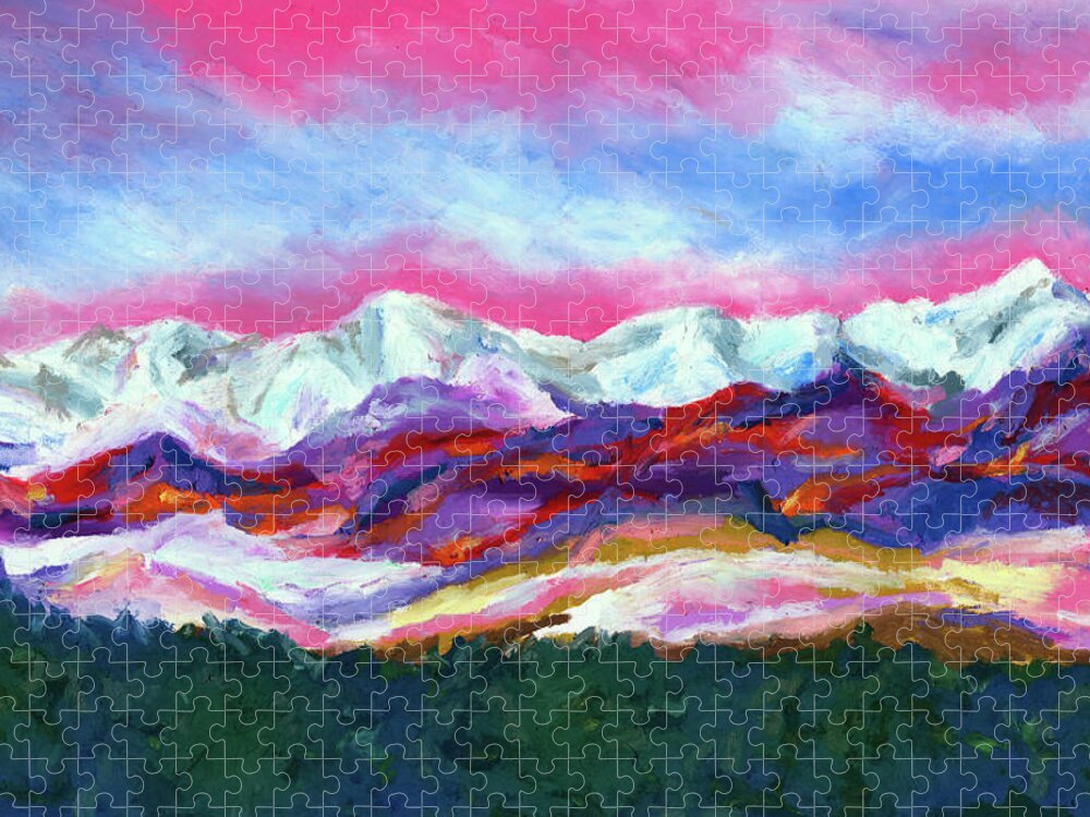 Sangre De Cristo Jigsaw Puzzle featuring the painting Sangre de Cristo Mountains by Stephen Anderson