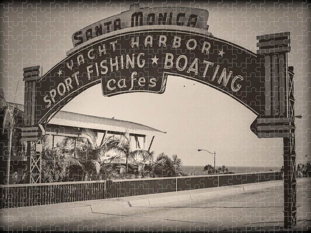 Amusement Jigsaw Puzzle featuring the photograph Santa Monica Sign Series Modern Vintage by Ricky Barnard