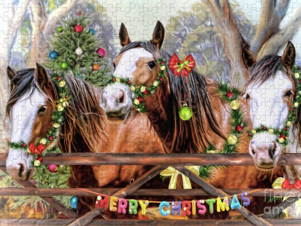 Christmas Card Jigsaw Puzzle featuring the digital art Santa's Helpers by Trudi Simmonds