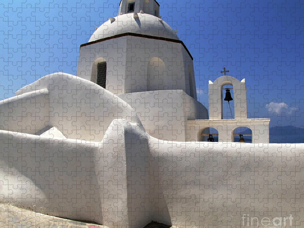 Greece Jigsaw Puzzle featuring the photograph Santorini Greece Architectual Line 4 by Bob Christopher