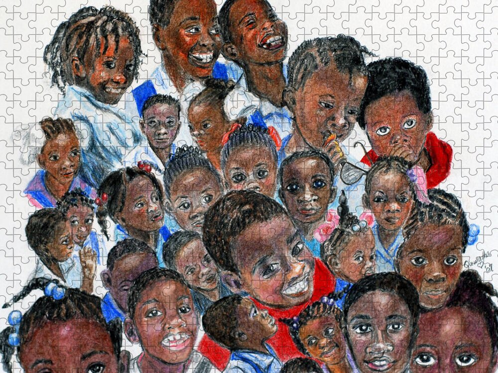 Children Jigsaw Puzzle featuring the painting Save the Children by Quwatha Valentine