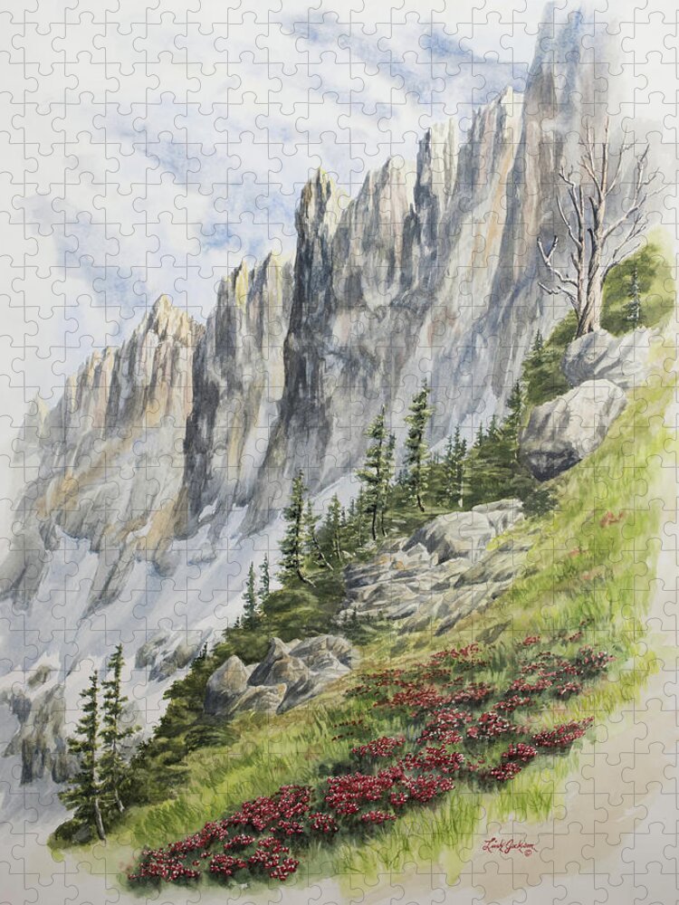 Watercolor Jigsaw Puzzle featuring the painting Sawtooth Dream by Link Jackson