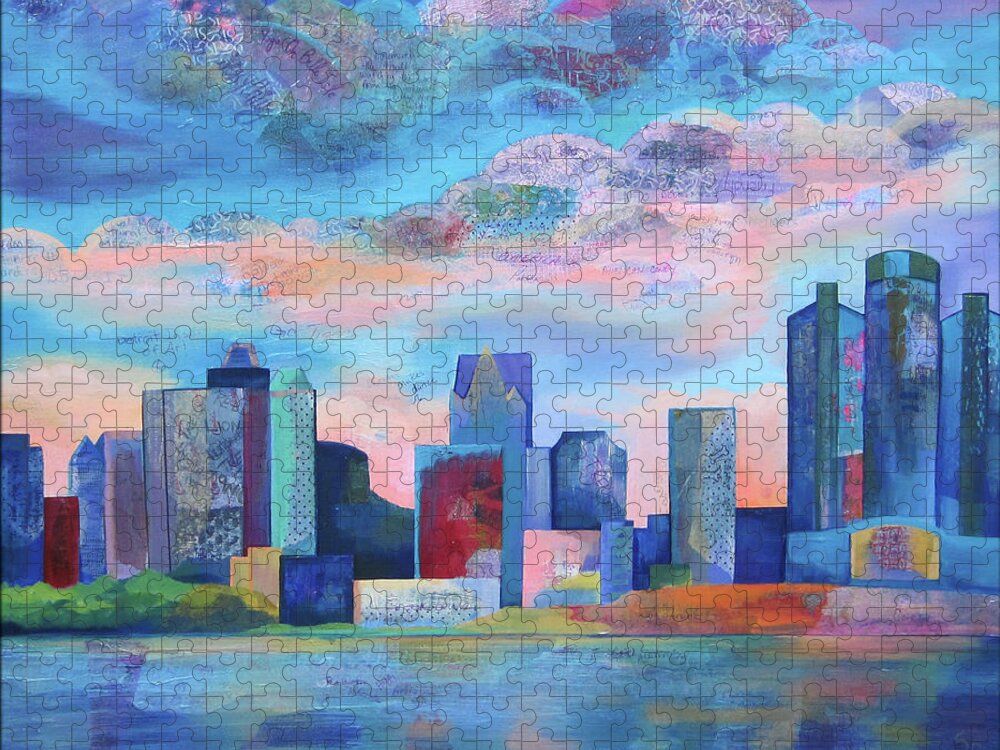 Detroit Jigsaw Puzzle featuring the painting Say Nice Things About Detroit by Shadia Derbyshire