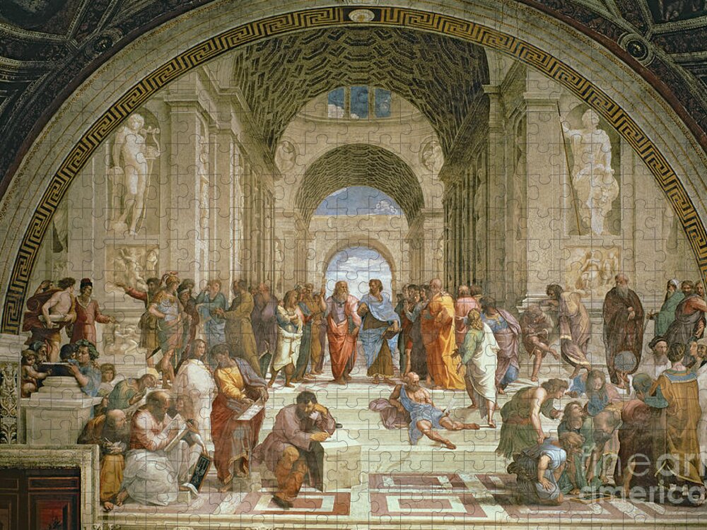 School Jigsaw Puzzle featuring the painting School of Athens from the Stanza della Segnatura by Raphael