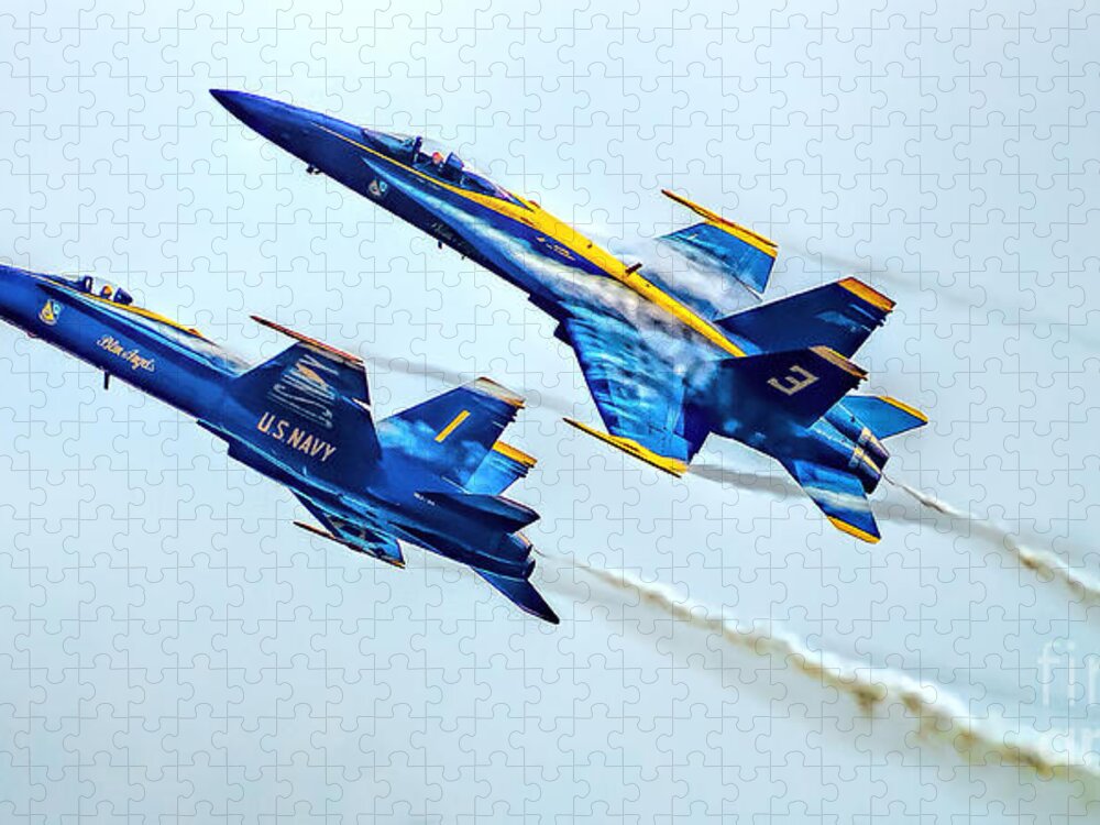 Air Jigsaw Puzzle featuring the photograph Screaming Blue Angles by Nick Zelinsky Jr