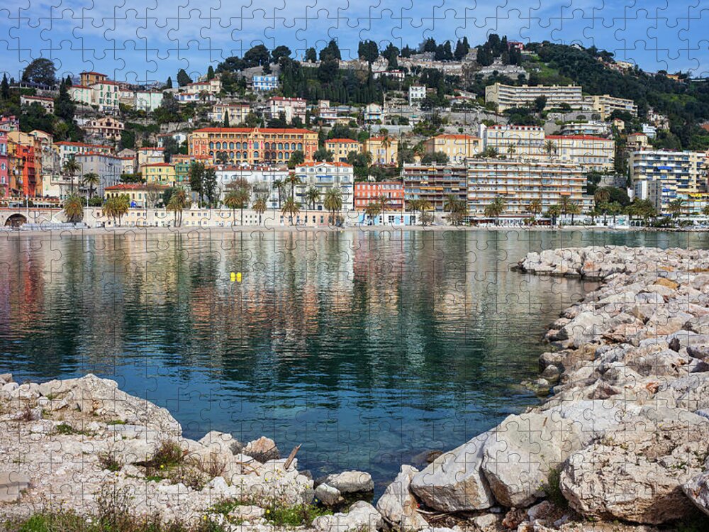 Menton Jigsaw Puzzle featuring the photograph Sea Bay in Menton Town on French Riviera by Artur Bogacki
