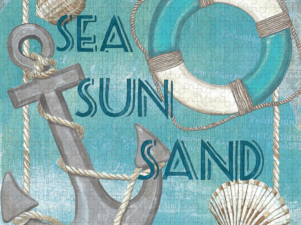 Sun Jigsaw Puzzle featuring the painting Sea Sun Sand by Debbie DeWitt