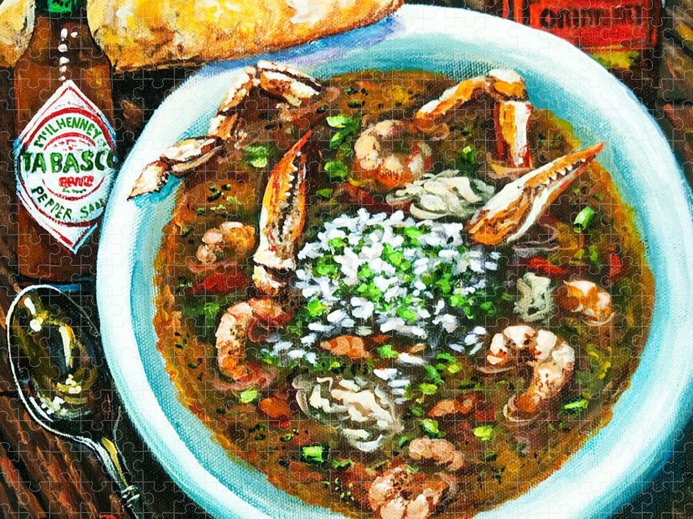 New Orleans Food Jigsaw Puzzle featuring the painting Seafood Gumbo by Dianne Parks