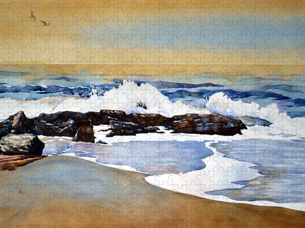 Watercolor Jigsaw Puzzle featuring the painting Seamist by Mick Williams