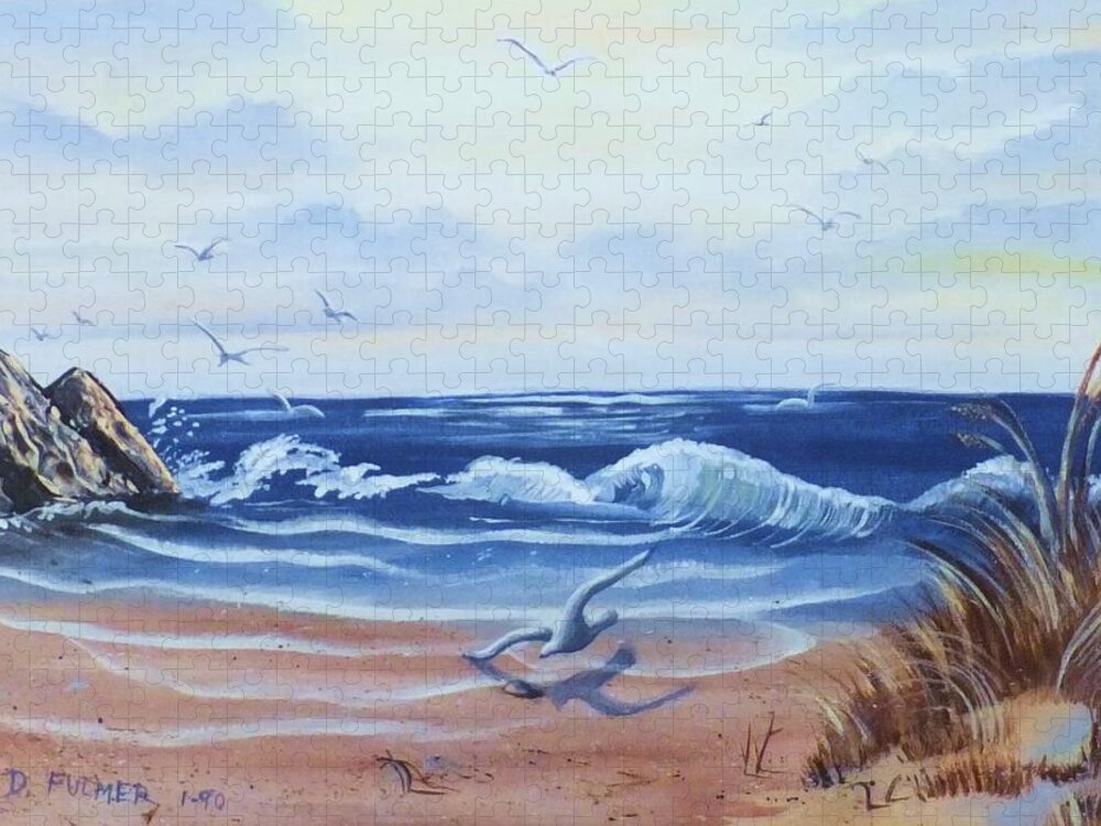 Sea Jigsaw Puzzle featuring the painting Seascape by Denise F Fulmer