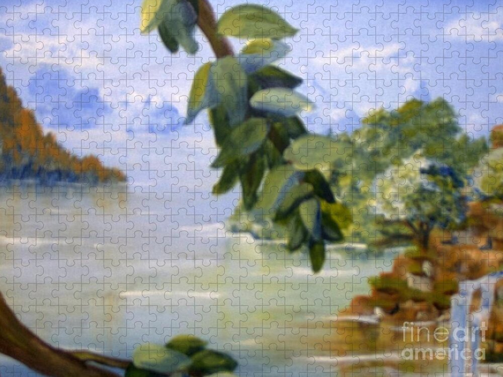 Landscape Jigsaw Puzzle featuring the painting Secret Paradise by Saundra Johnson