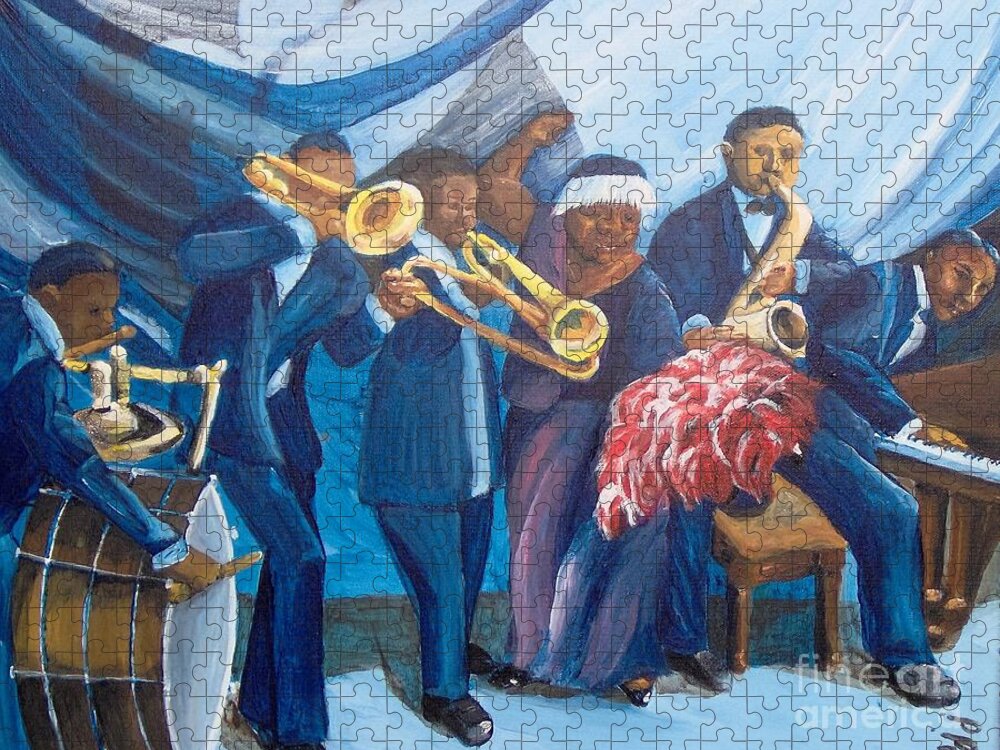 African-american Jigsaw Puzzle featuring the painting See the Music by Saundra Johnson