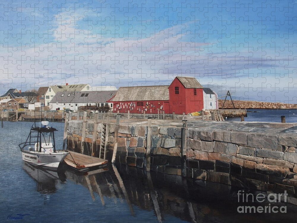 Rockport Harbor Jigsaw Puzzle featuring the painting Serene Afternoon at Rockport Harbor  by Barbara Barber