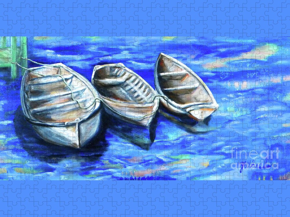 Boats Jigsaw Puzzle featuring the painting Serenity by JoAnn Wheeler