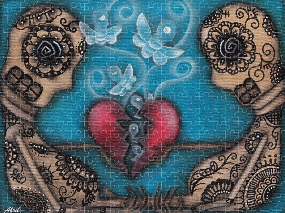 Heart Jigsaw Puzzle featuring the painting Set them Free by Abril Andrade