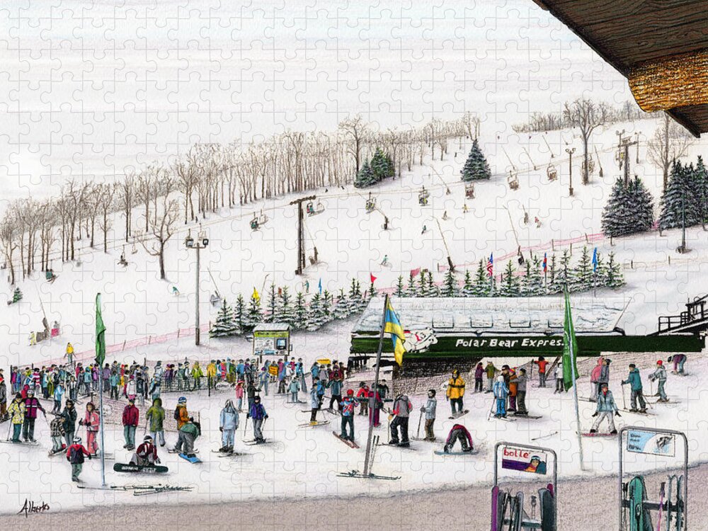 Seven Springs Jigsaw Puzzle featuring the painting Seven Springs Stowe Slope by Albert Puskaric